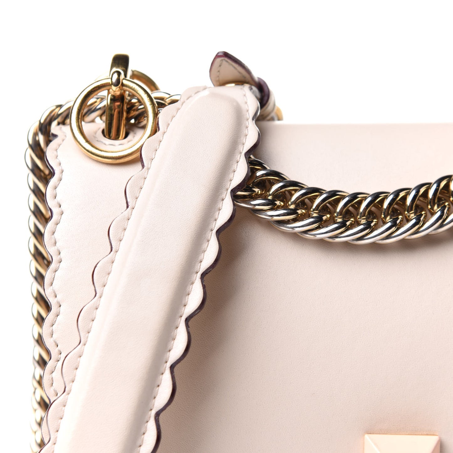 Vitello Liberty Scalloped Studded Small Kan I Shoulder Bag Camelia