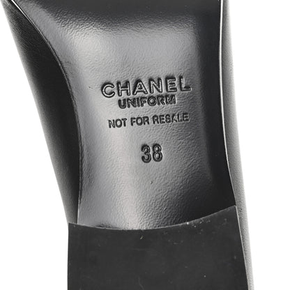 Chanel Lambskin Womens Stitched CC Loafers 38 Black 7 of 9