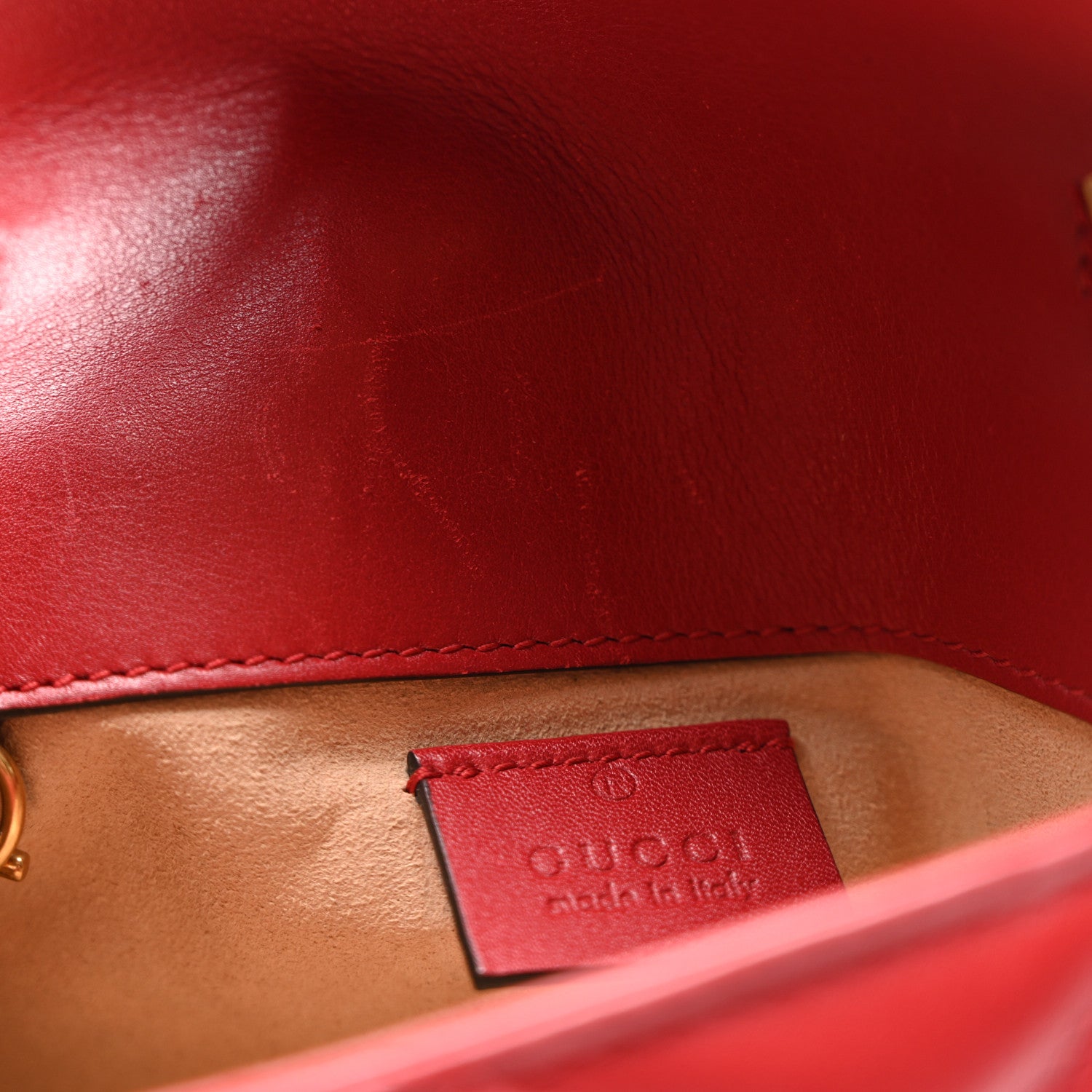 Gucci Calfskin Matelasse Super Mini GG Marmont Shoulder Bag Hibiscus Red 11 of 11