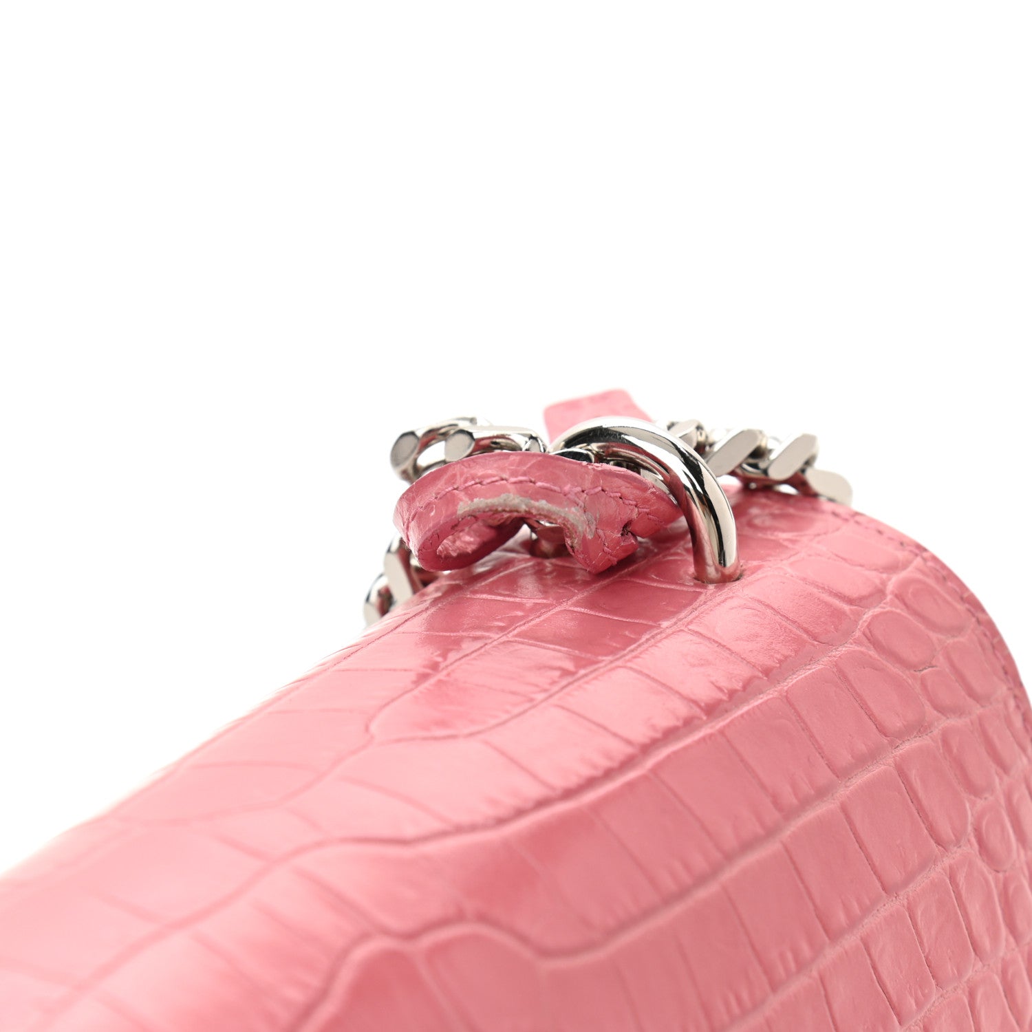 Saint Laurent Calfskin Crocodile Embossed Small Monogram Sunset Pink 10 of 11
