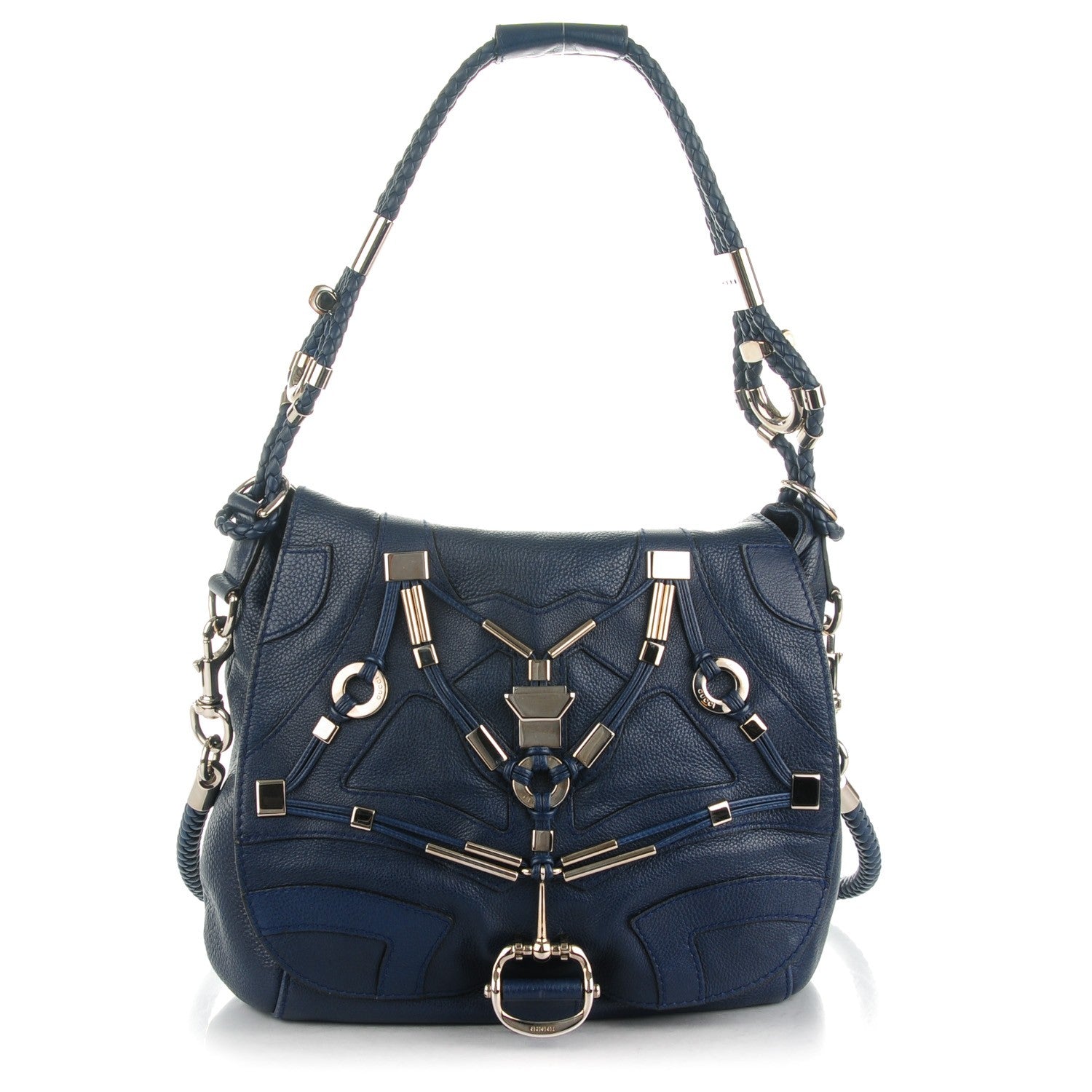 Gucci Calfskin Large Techno Horsebit Flap Blue 1 of 7
