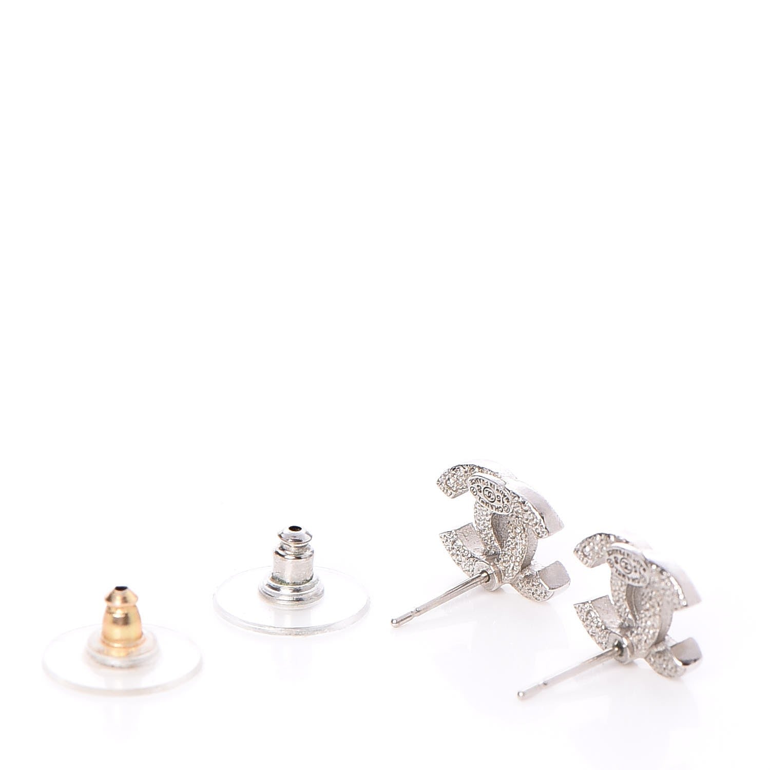 Chanel Crystal CC Earrings Silver 3 of 4