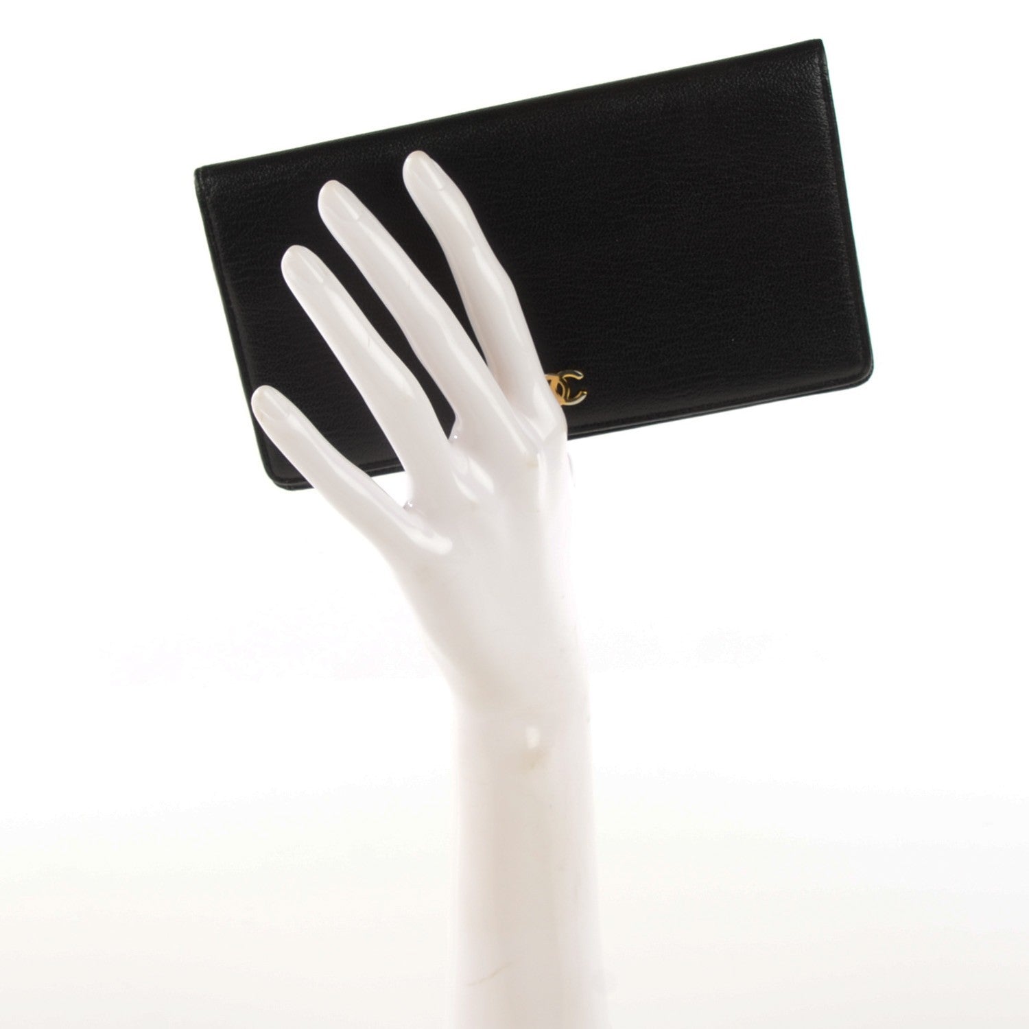 Chanel Goatskin CC Yen Wallet Black 2 of 8