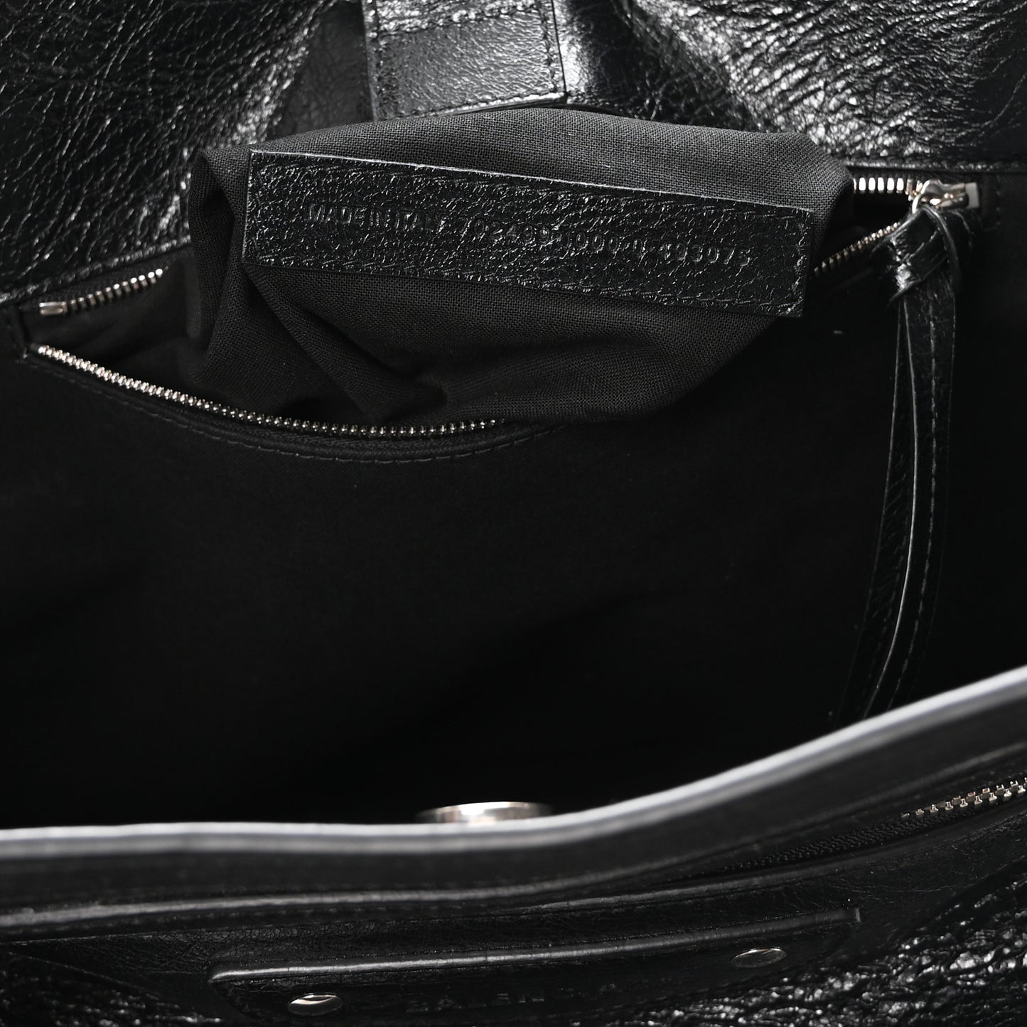 Agneau Arena Neo Classic Silver Hardware Large Upside Down Tote Black