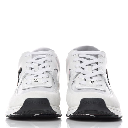 Chanel Calfskin Fabric Sneakers 41 White Silver Fluo Pink 2 of 10