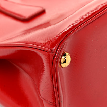 Prada Saffiano Vernice Mini Galleria Double Zip Tote Rosso 11 of 30