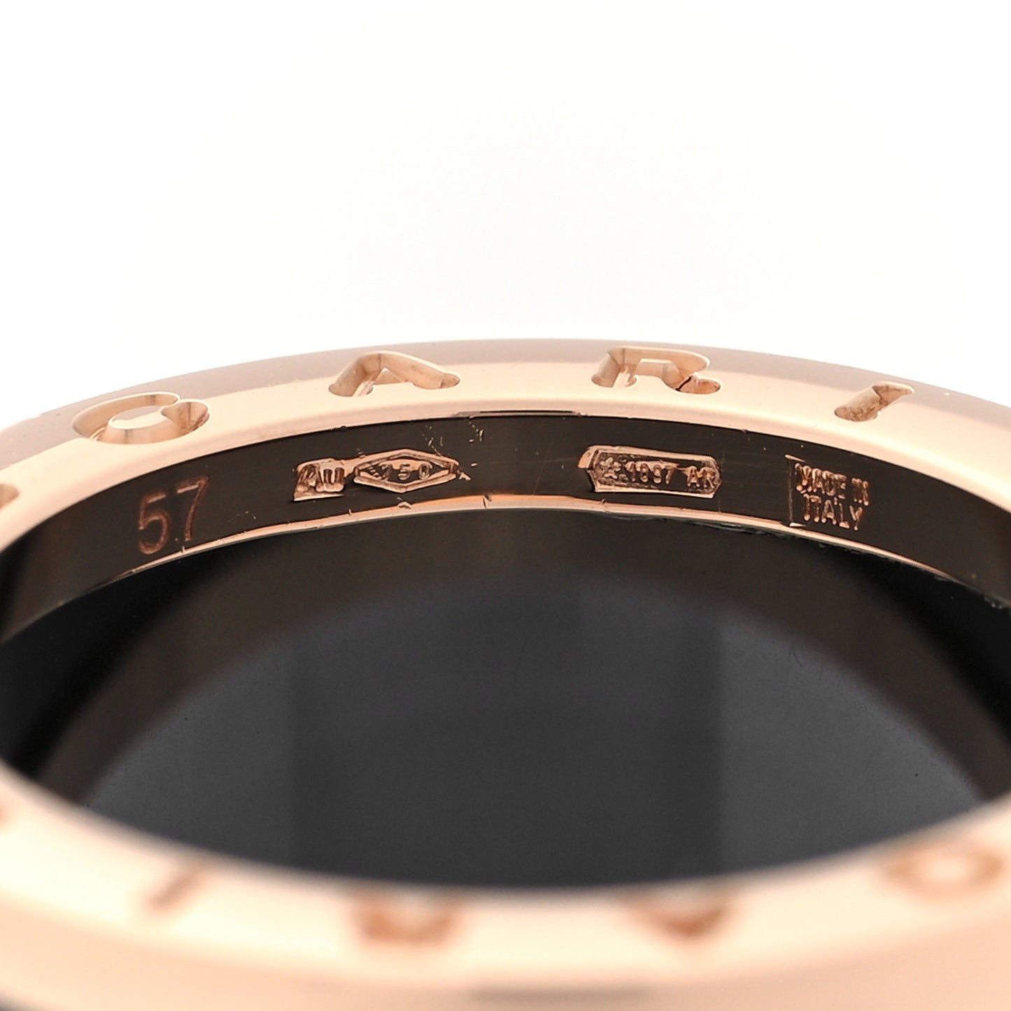 18K Rose Gold Black Ceramic B.Zero1 Four-Band Ring 57 8
