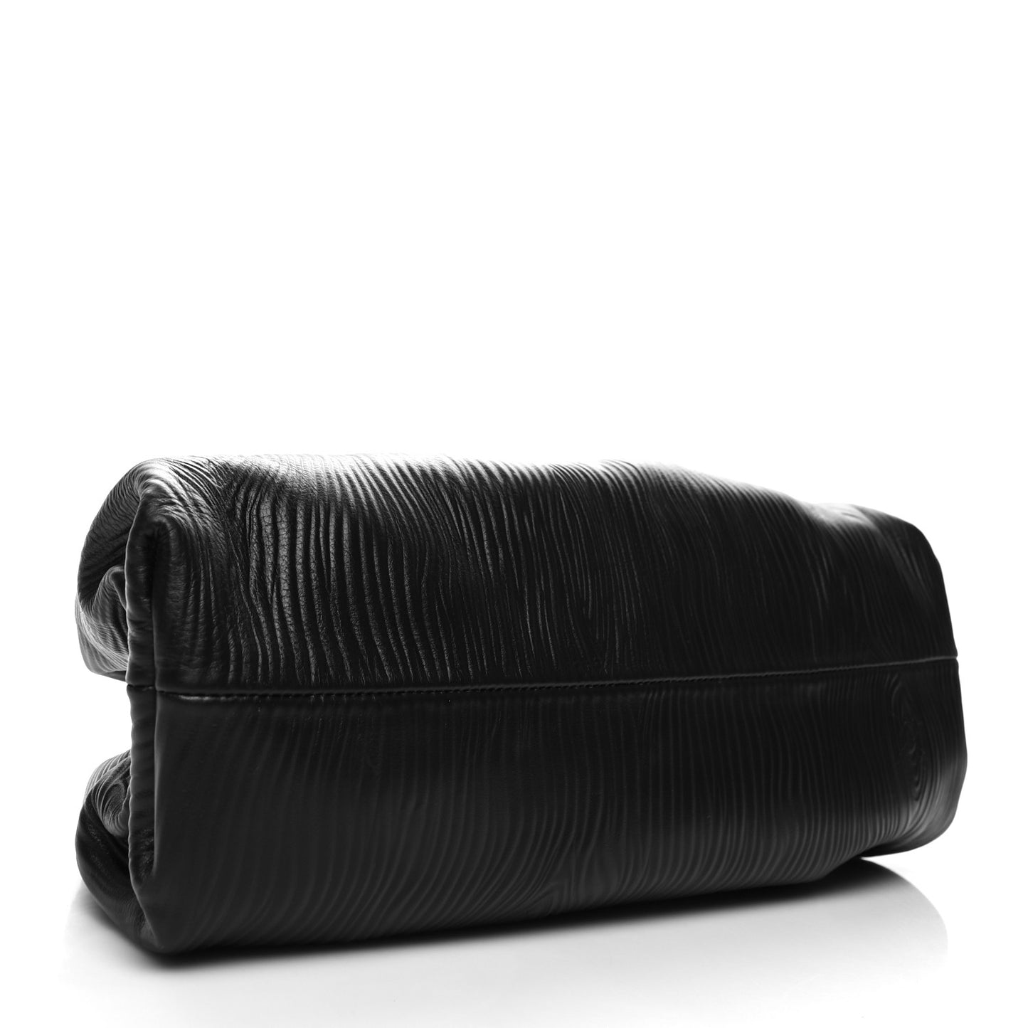 Bark Calfskin Embossed The Pouch Oversized Clutch Black
