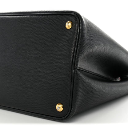 Prada Saffiano Cuir Large Double Bag Black Fuoco 9 of 14