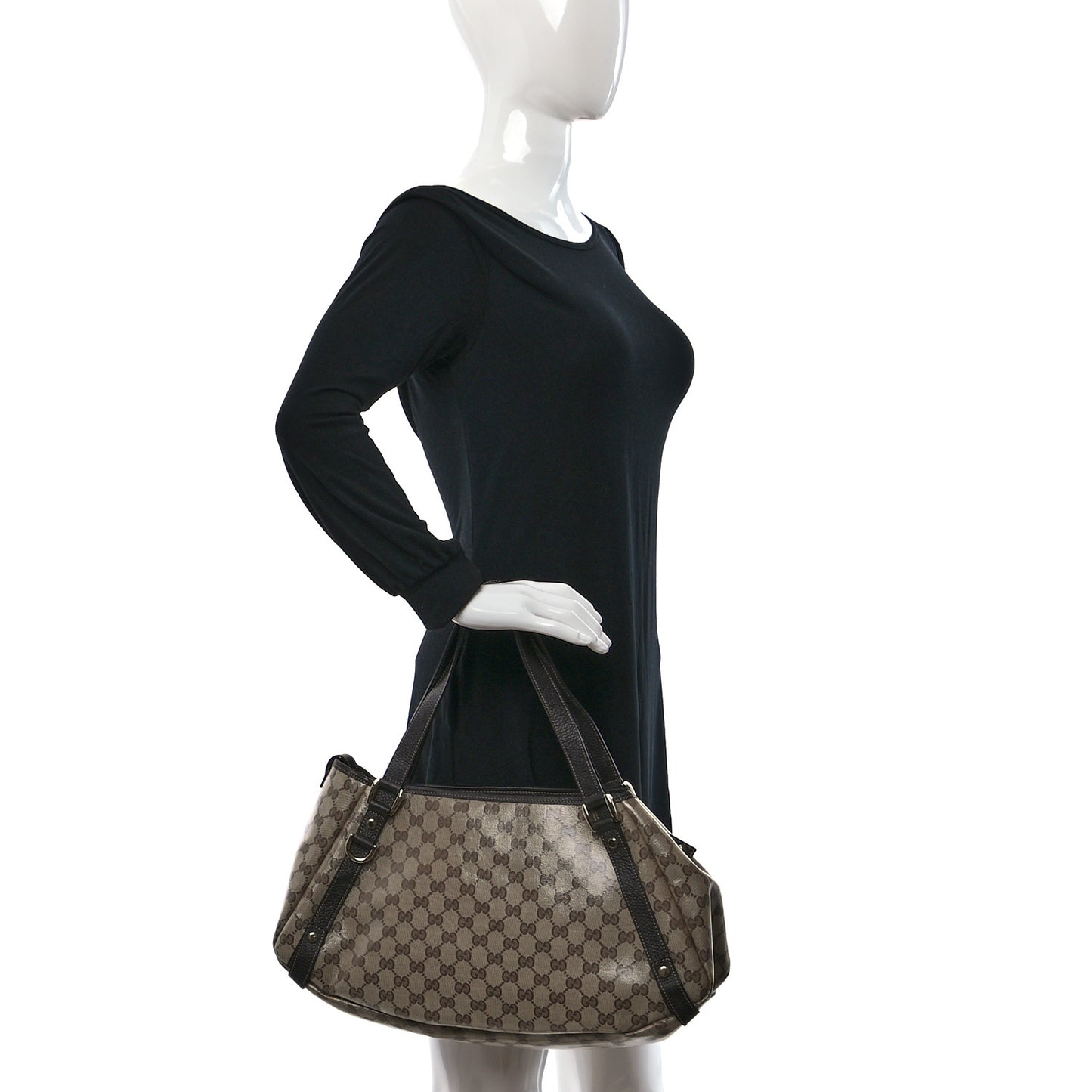 Crystal Monogram Medium Abbey Shoulder Bag Dark Brown