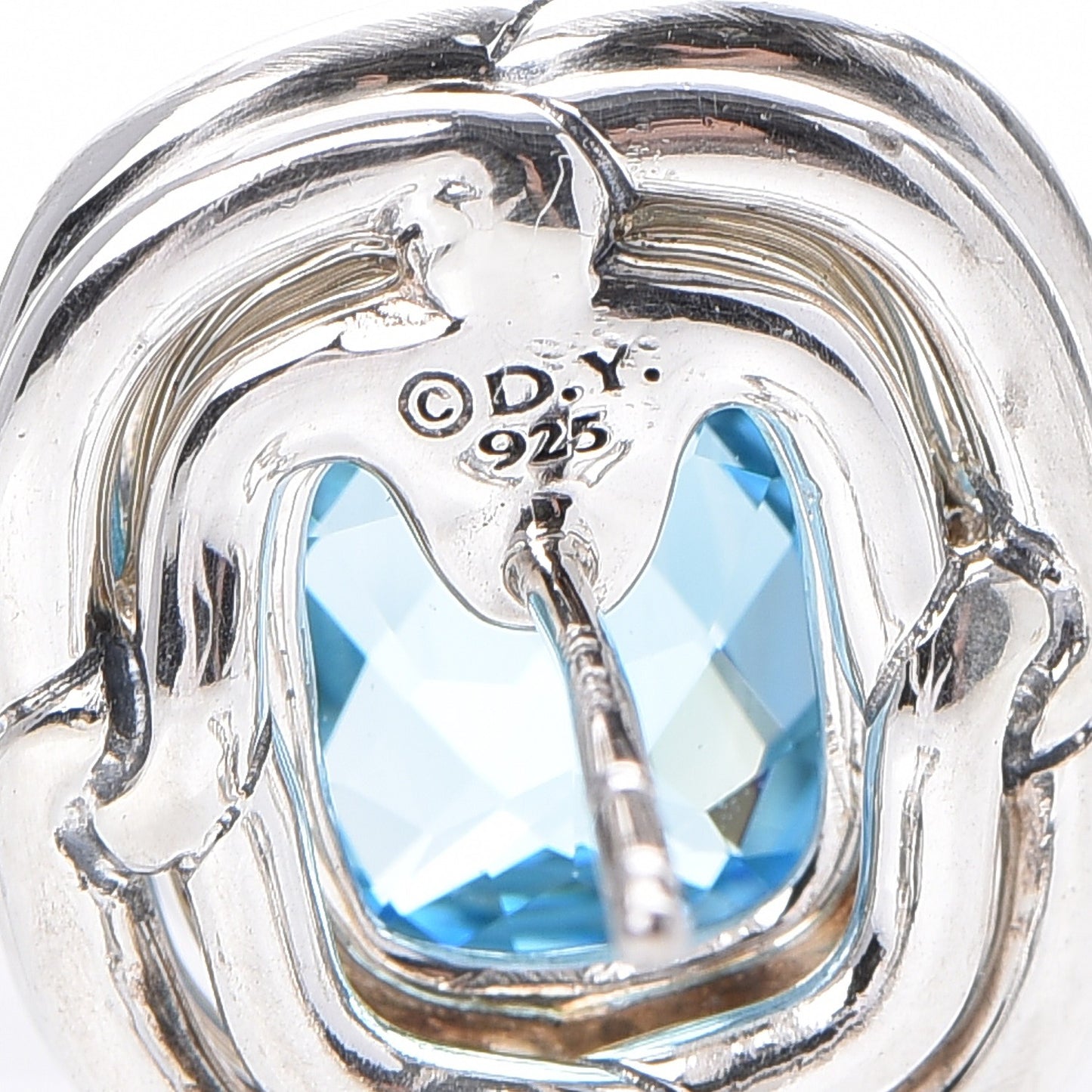 Sterling Silver Diamond Blue Topaz Labyrinth Earrings