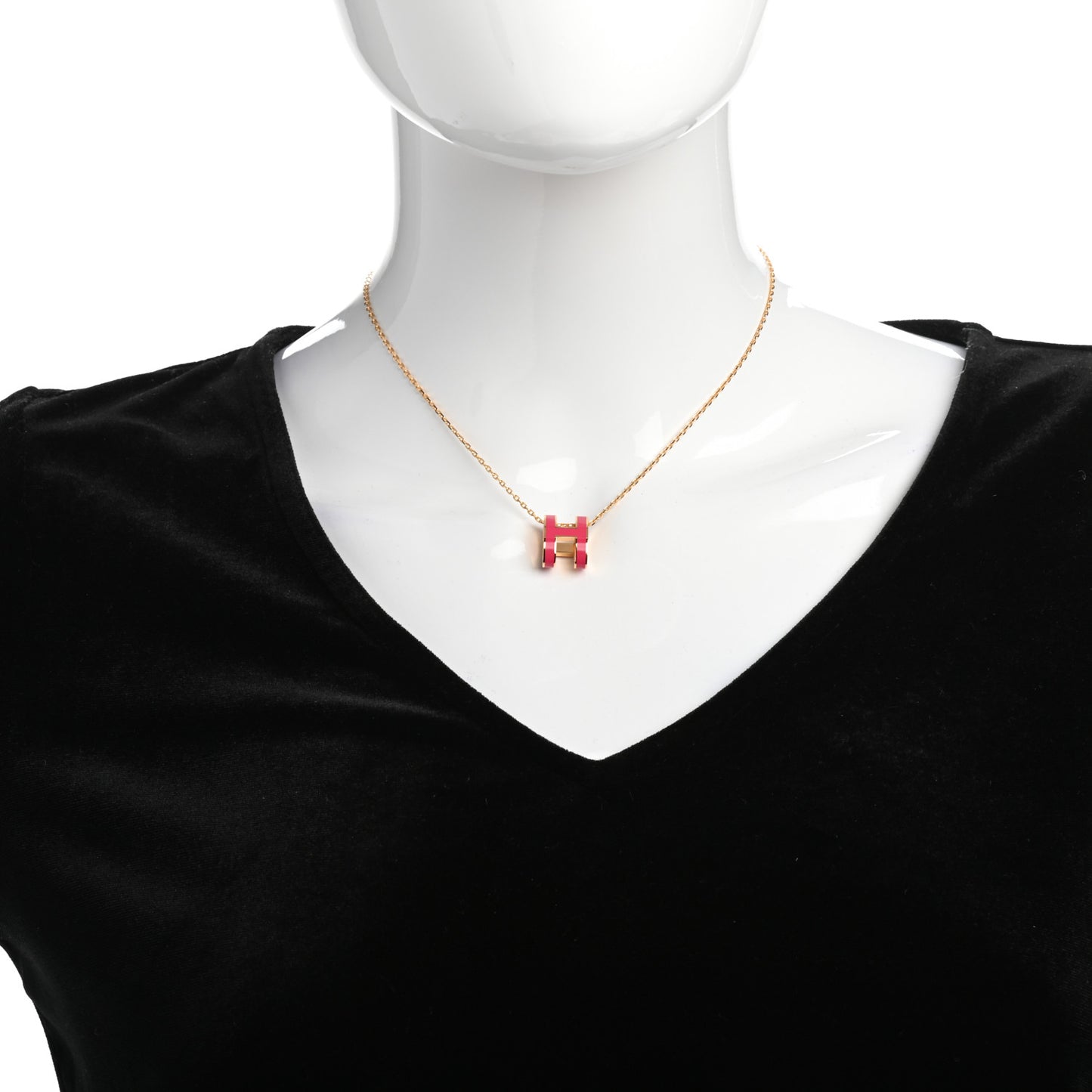 Lacquered Gold Pop H Pendant Necklace Rose Extreme