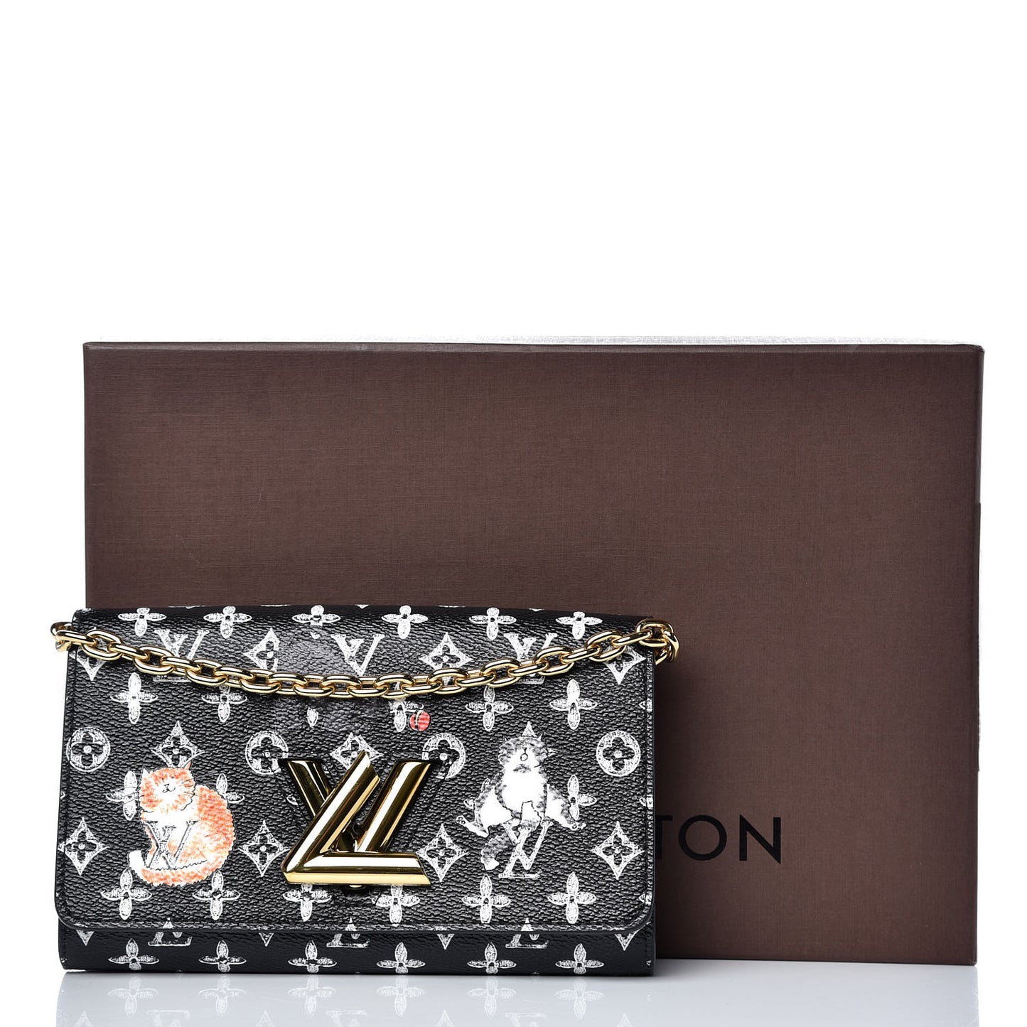 Catogram Twist Chain Wallet Black
