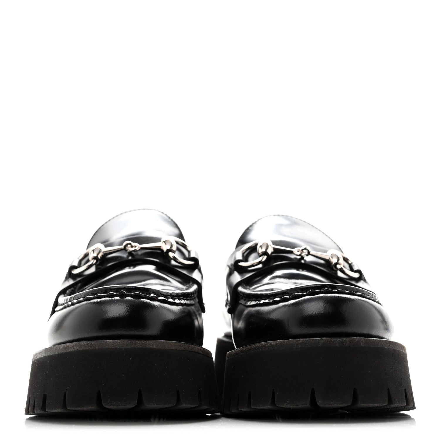 Gucci Cordovan Lux Womens Horsebit 45mm Platform Loafers 38.5 Black 3 of 11