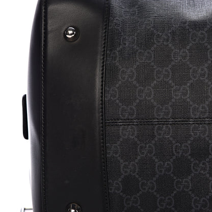 Gucci Soft GG Supreme Monogram Appia Calfskin Web Large Carry On Duffle Bag Black Grey 15 of 17