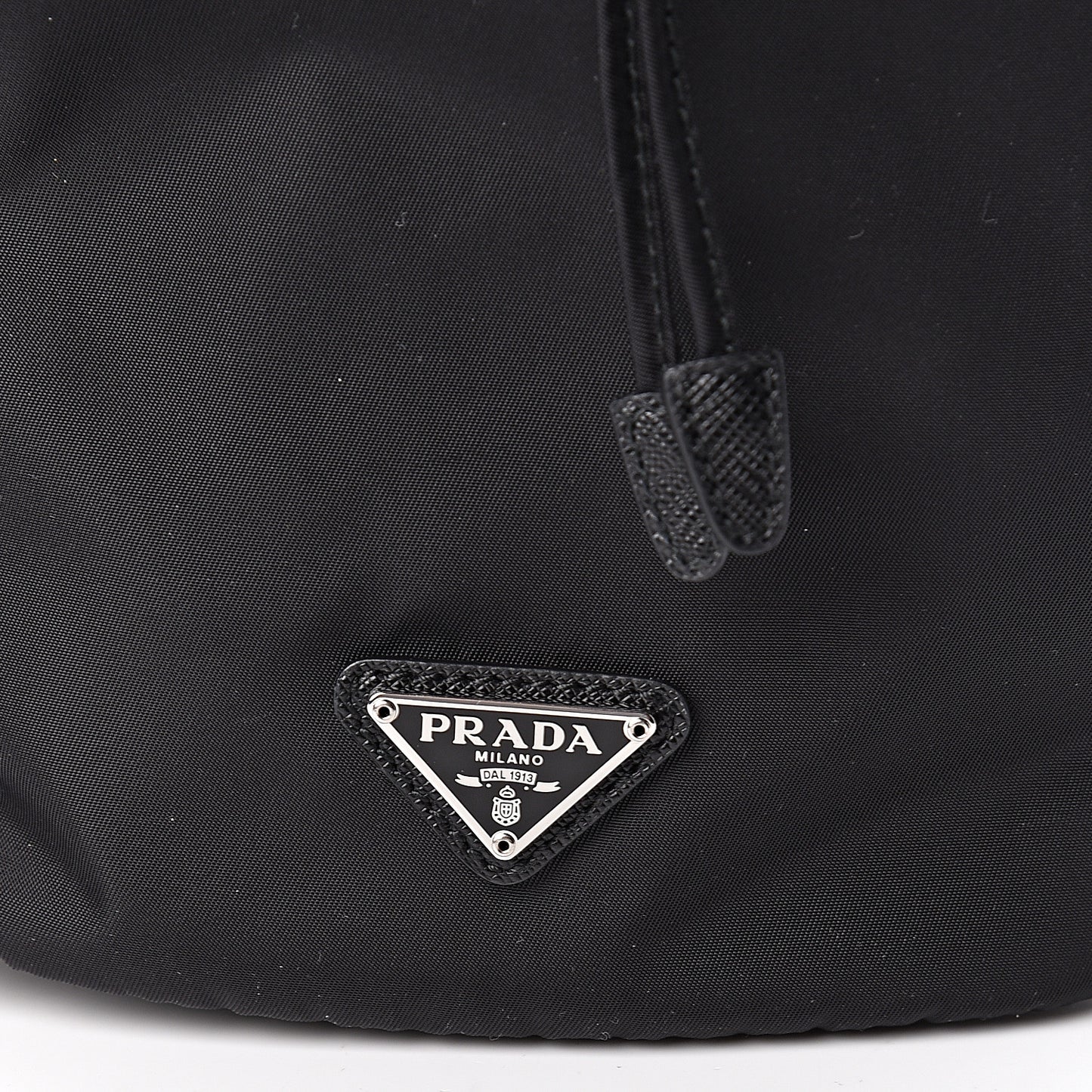 Saffiano Tessuto Nylon Vela Bucket Wristlet Black