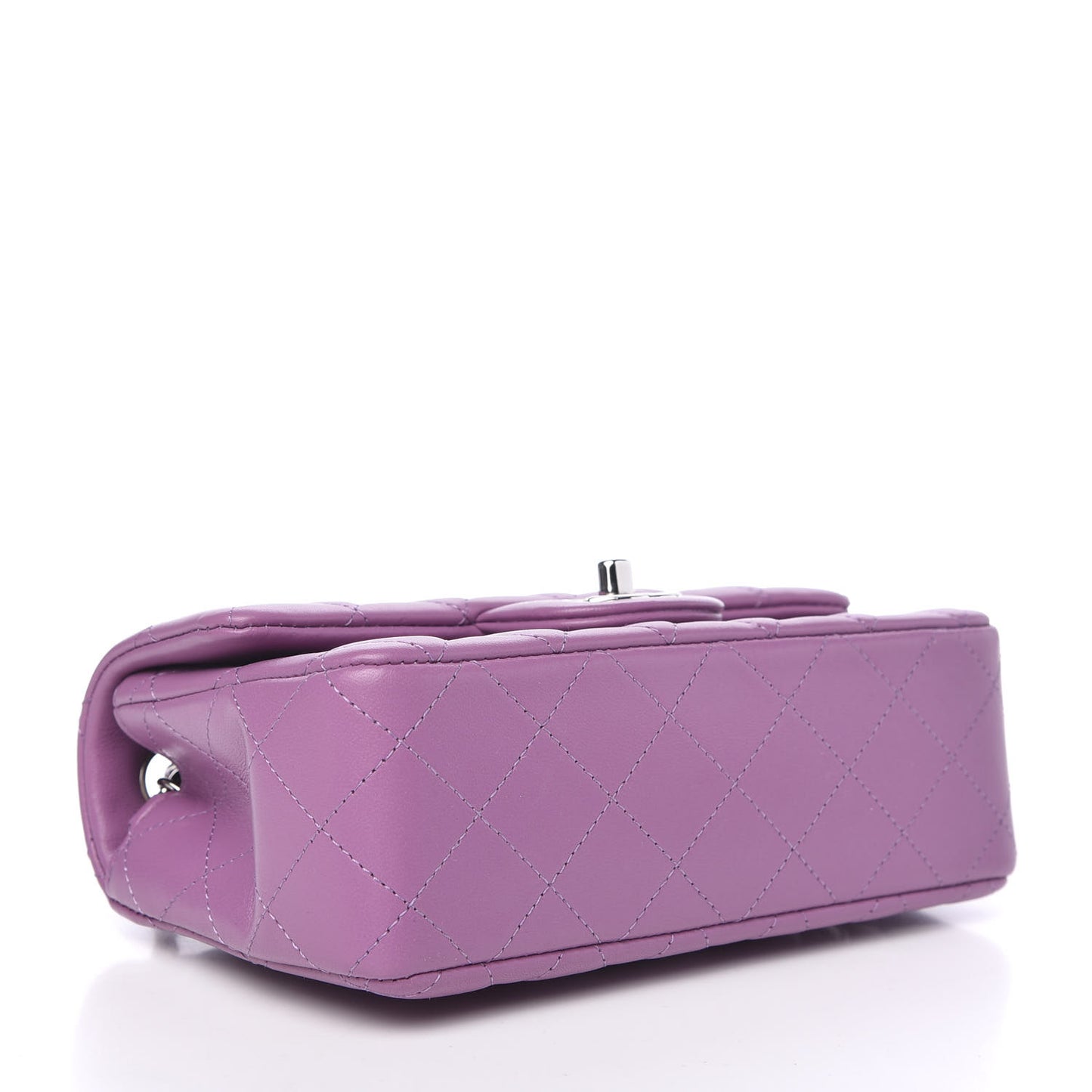 Lambskin Quilted Mini Rectangular Flap Purple