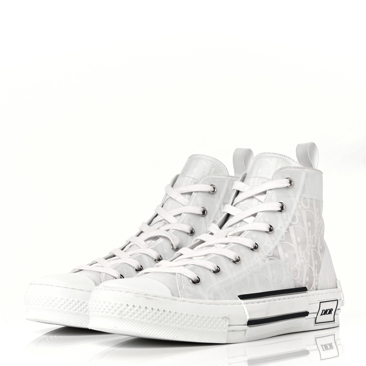 Christian Dior Technical Canvas Oblique Mens B23 High Top Sneakers 42 White 3 of 9