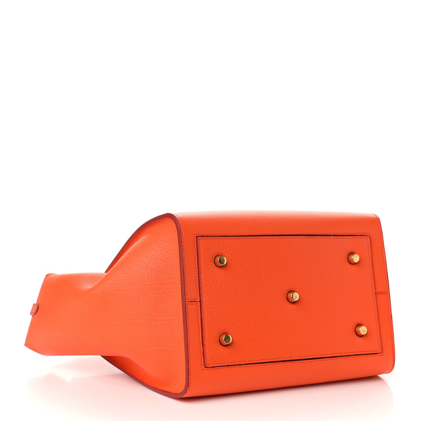 Crisped Calfskin Small Tie Knot Tote Bright Orange