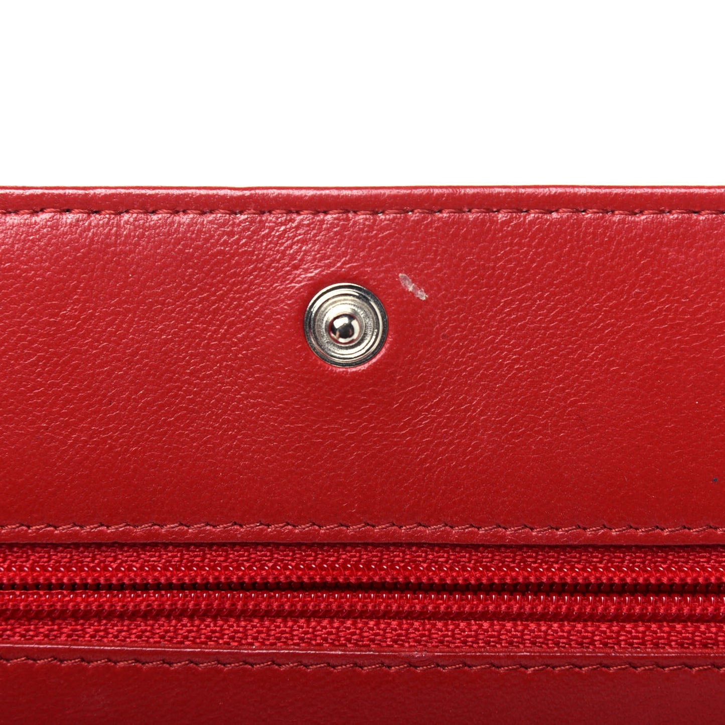 Lambskin Camellia Embossed Wallet On Chain WOC Red