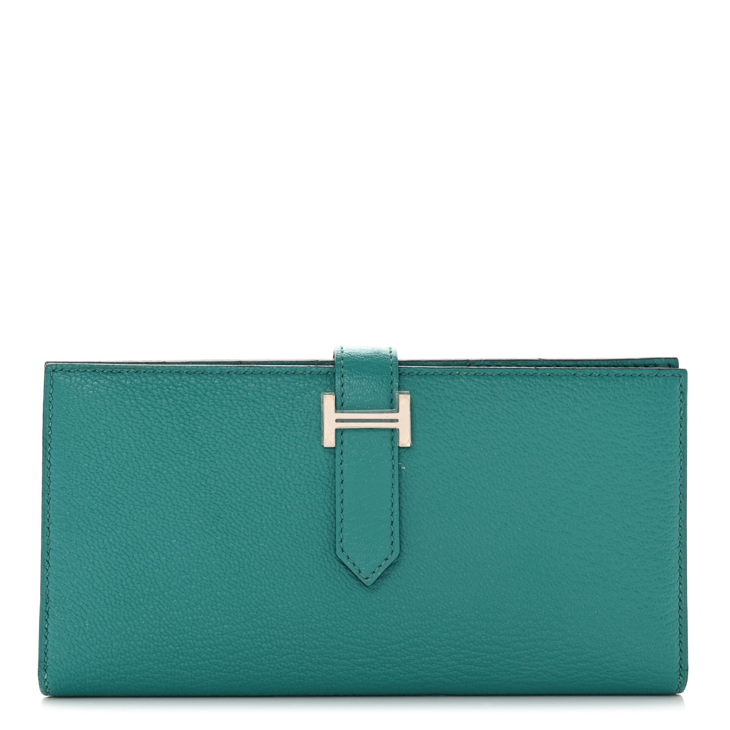Hermes Chèvre Mysore Bearn Gusset Wallet Bleu Paon 1 of 10