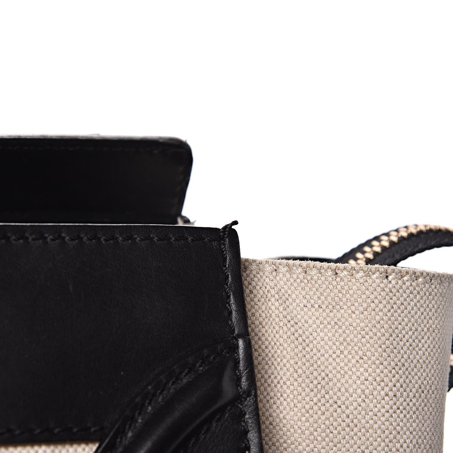 Smooth Calfskin Linen Mini Bi-Color Luggage Natural Black