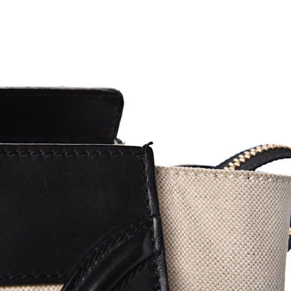 Celine Smooth Calfskin Linen Mini Bi-Color Luggage Natural Black 14 of 21