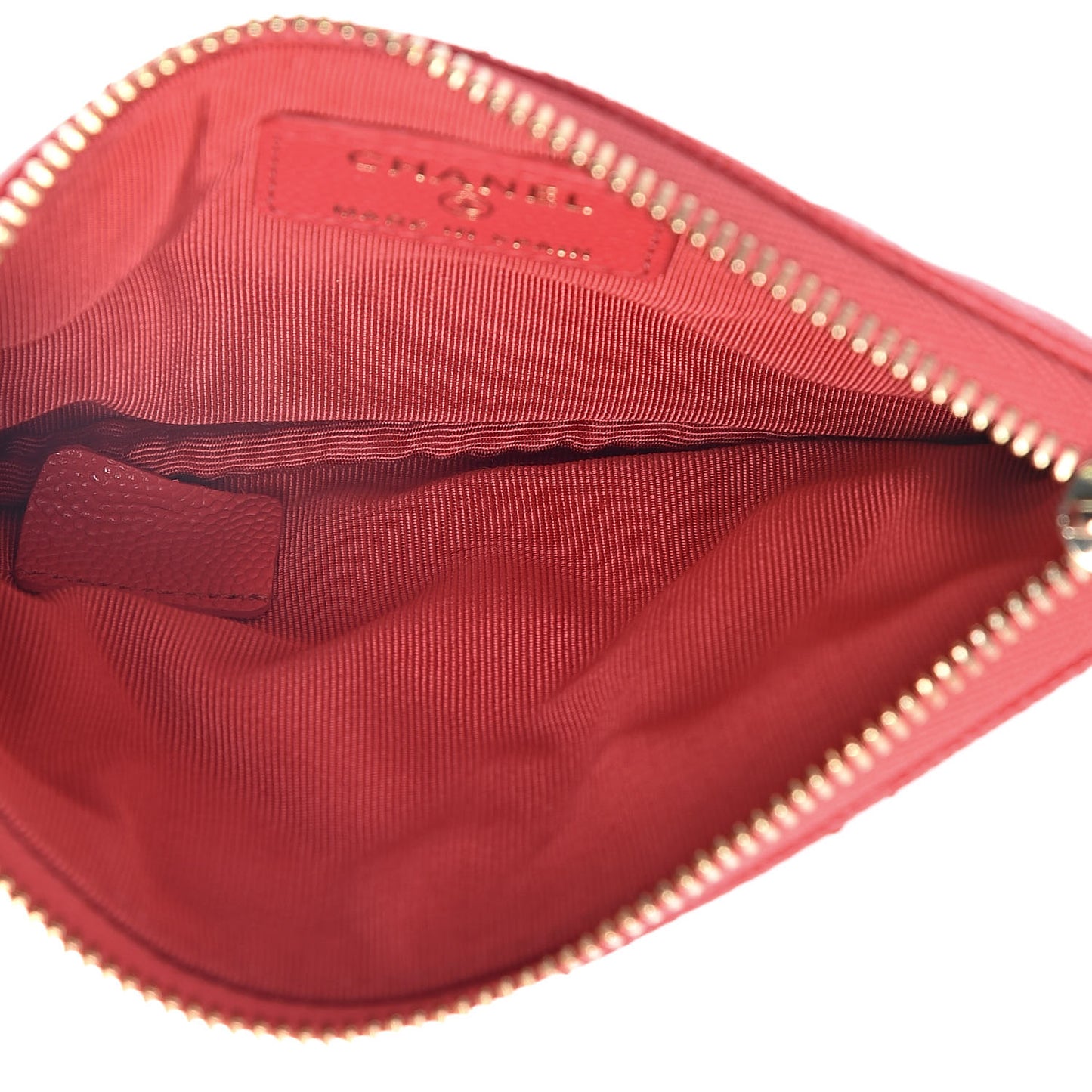 Caviar Quilted Small Cosmetic Case Dark Pink