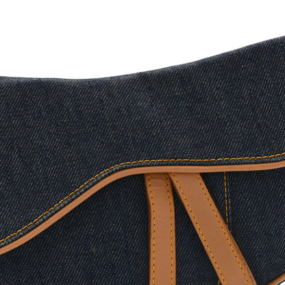 Christian Dior Denim Calfskin Saddle Bag  Blue 8 of 10