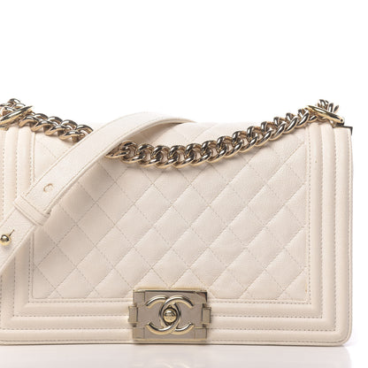 Chanel Caviar Quilted Medium Boy Flap Ivory 13 of 17