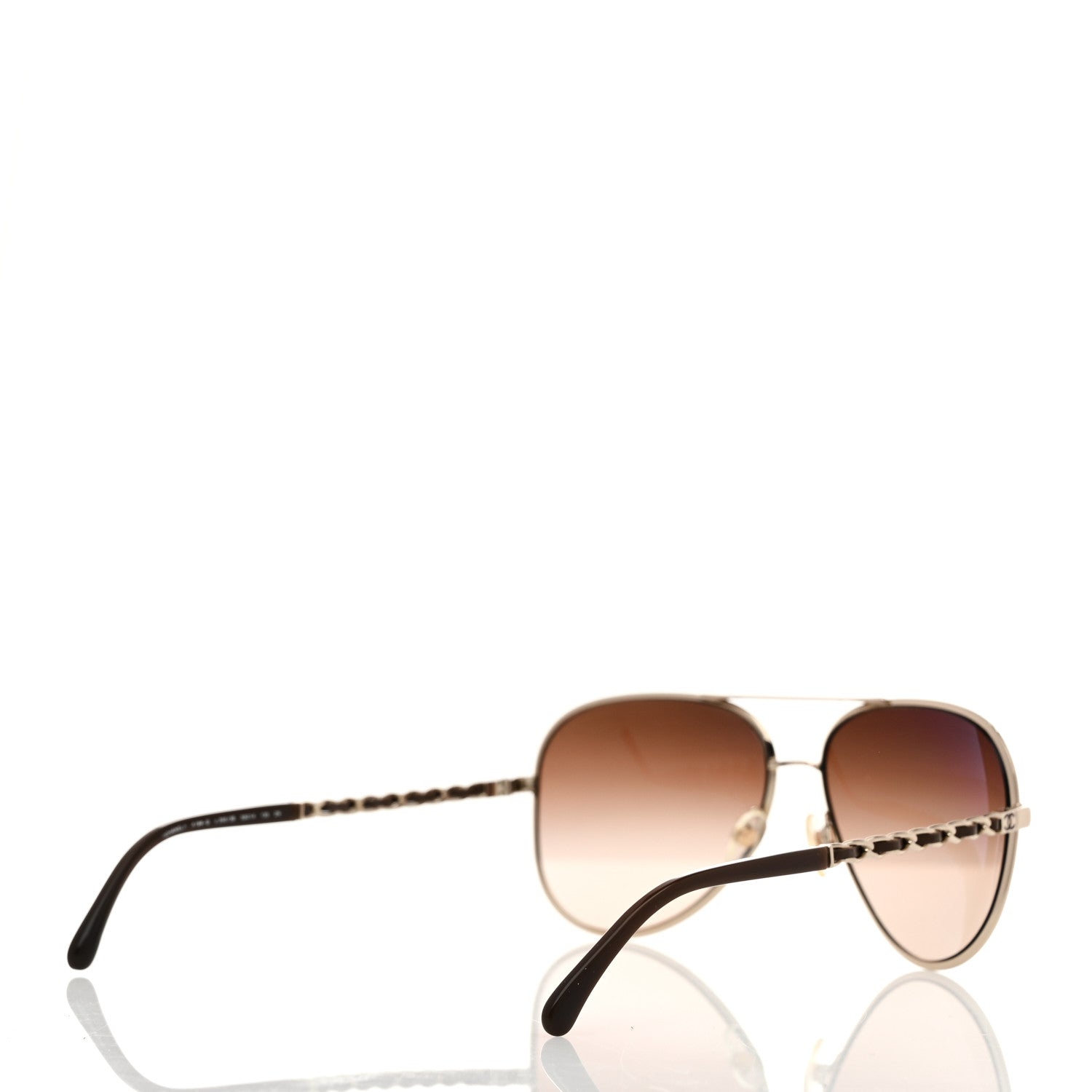 Chanel Lambskin Aviator Chain Sunglasses 4194-Q Gold 4 of 7