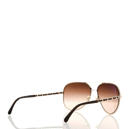 Chanel Lambskin Aviator Chain Sunglasses 4194-Q Gold 4 of 7