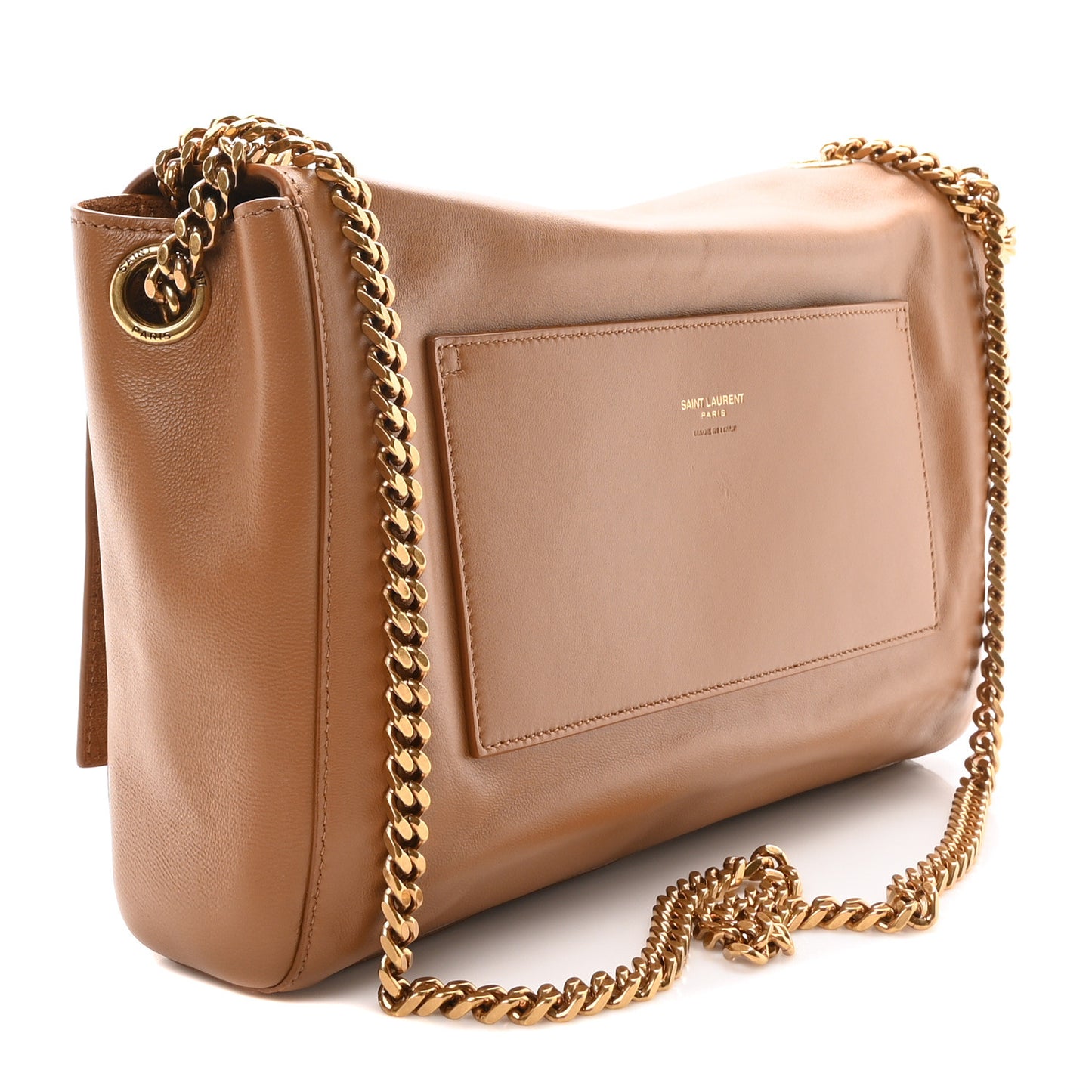 Smooth Calfskin Suede Medium Reversible Monogram Kate Satchel Light Ochre