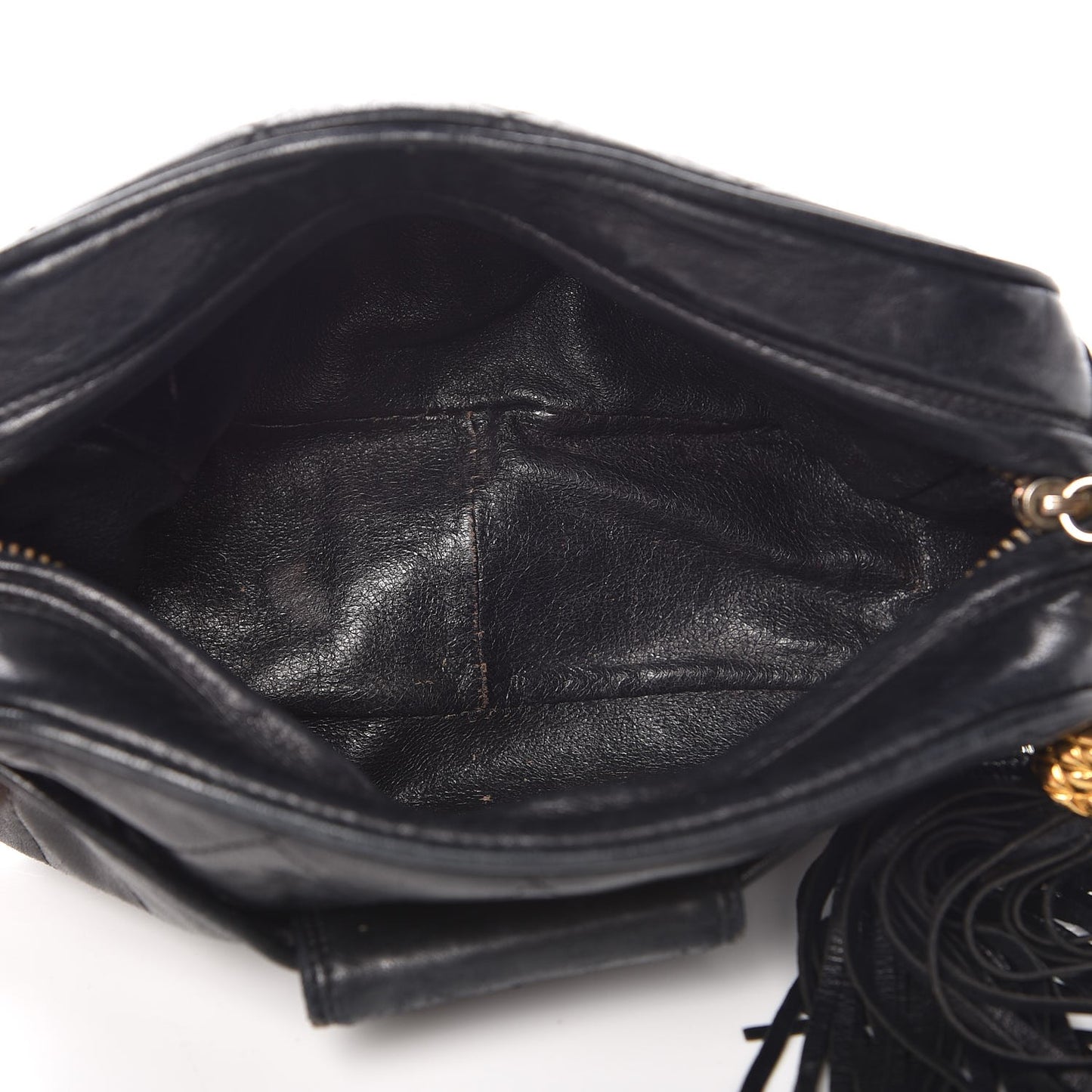 Lambskin Quilted CC Tassel Camera Case Black