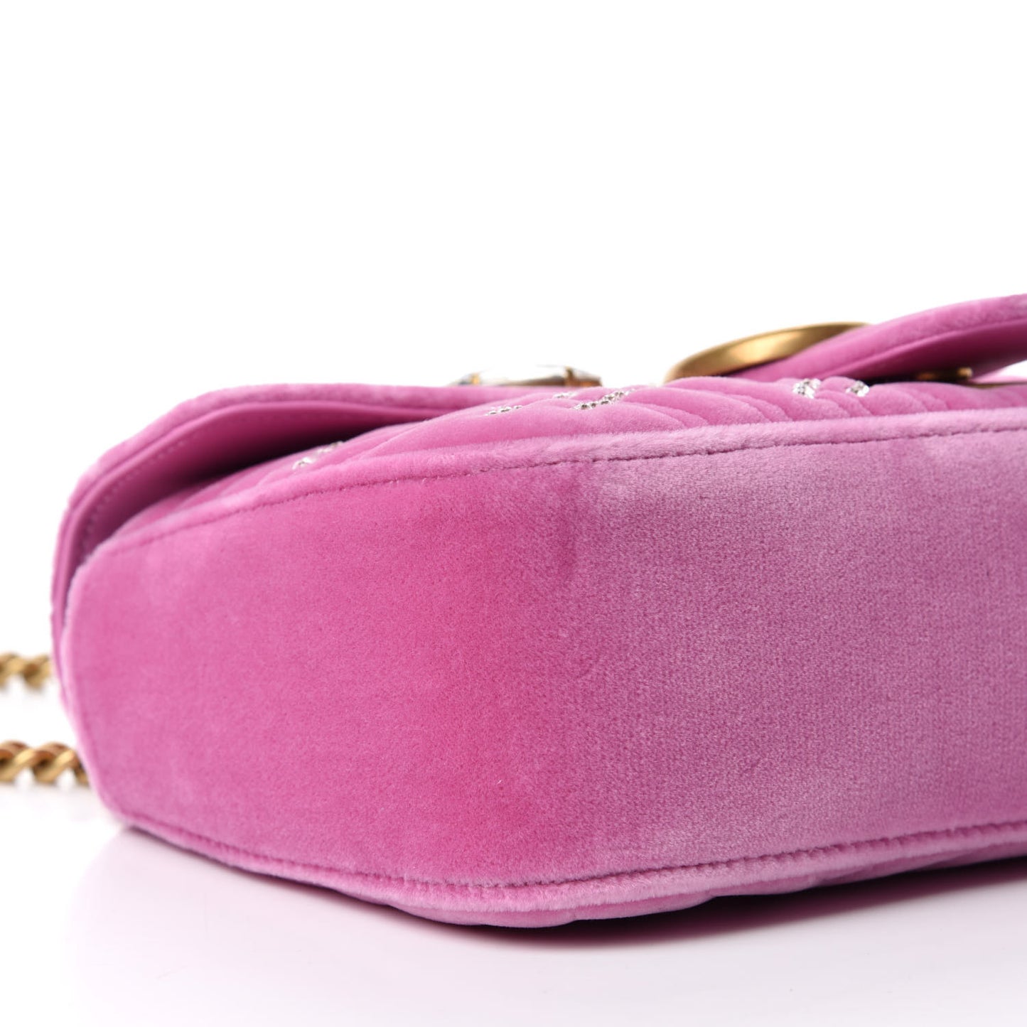 Velvet Matelasse Marquise Crystals Embroidered Small GG Marmont Shoulder Bag Malva
