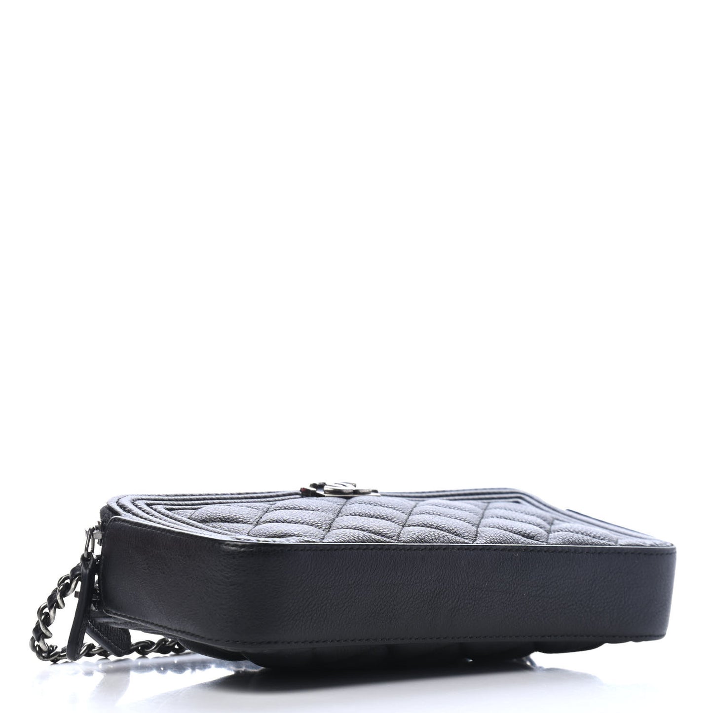 Caviar Quilted Small Boy Clutch With Chain Black