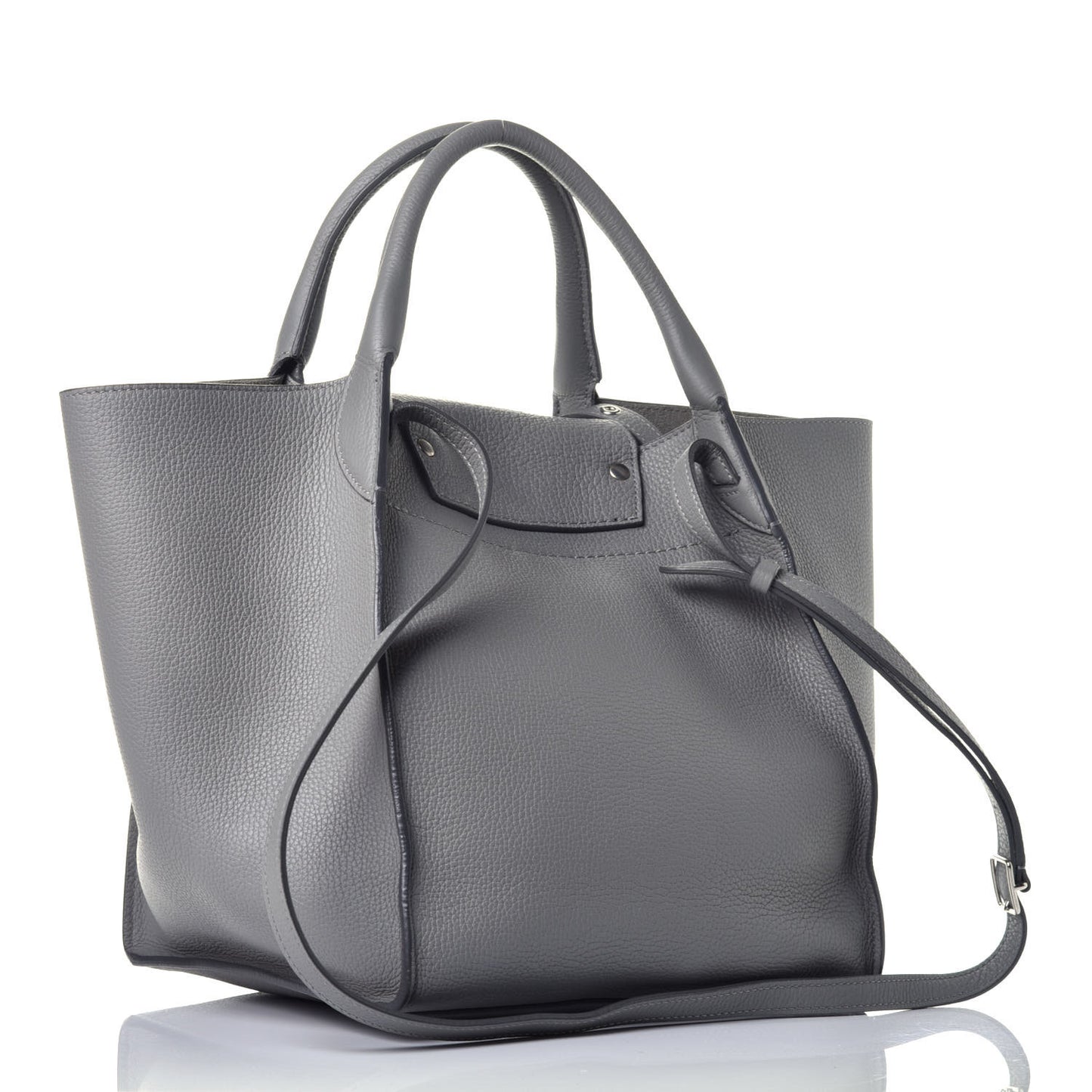 Supple Grained Calfskin Small Big Bag Grey