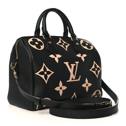 Louis Vuitton Empreinte Monogram Giant Speedy Bandouliere 25 Black Beige 3 of 9