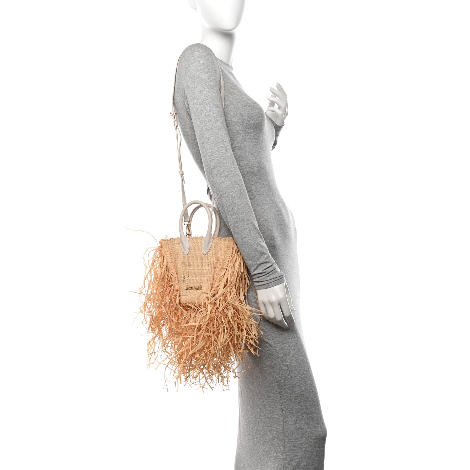 Jacquemus Raffia Woven Calfskin Le Petit Baci Natural White 2 of 12