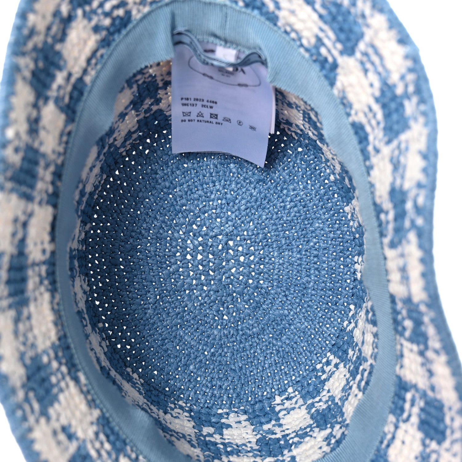 Prada Yarn Raffia Effect Crochet Triangle Bucket Hat S Celeste 7 of 8