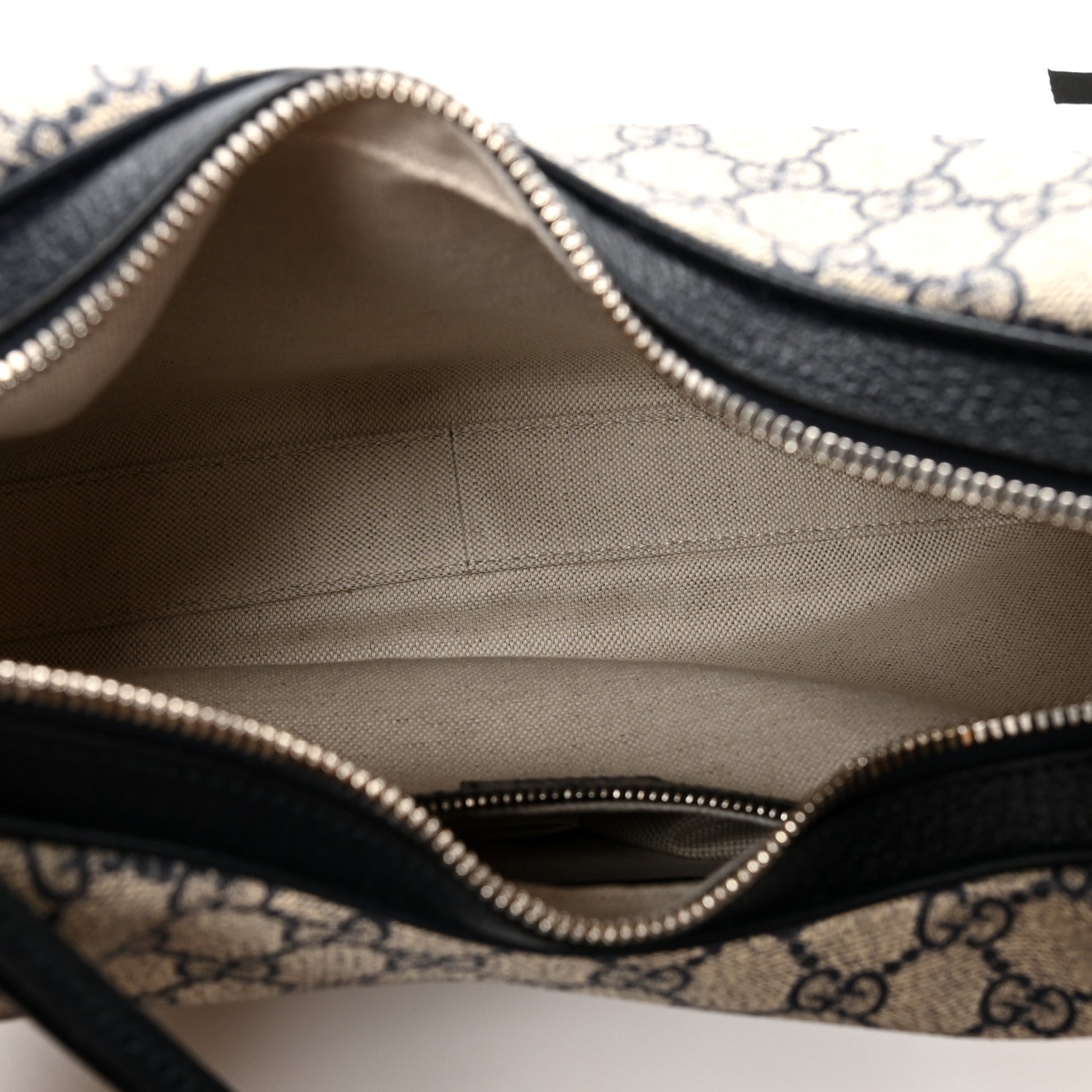 Gucci GG Supreme Monogram Textured Calfskin Web Large Attache Shoulder Bag Beige Blue 5 of 9