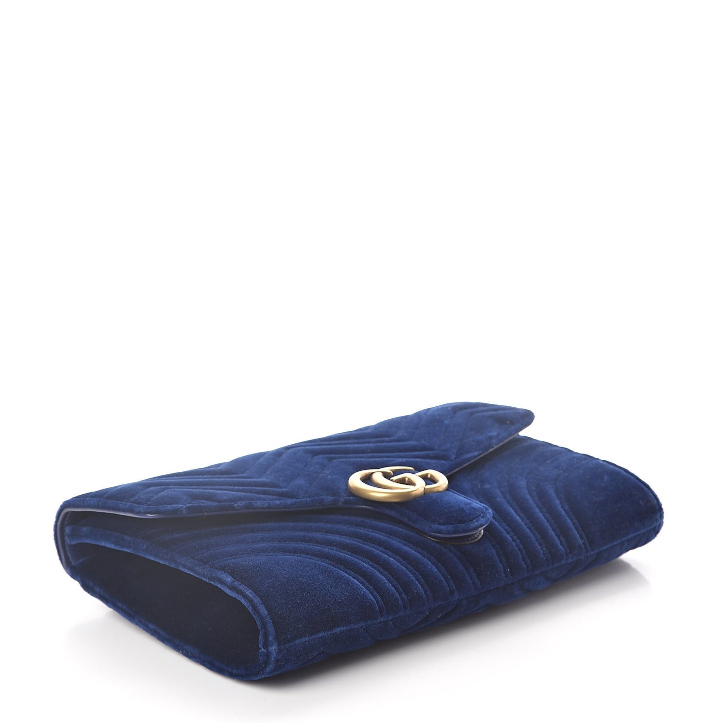 Velvet Matelasse GG Marmont Clutch Cobalt Blue