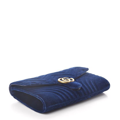 Gucci Velvet Matelasse GG Marmont Clutch Cobalt Blue 4 of 9