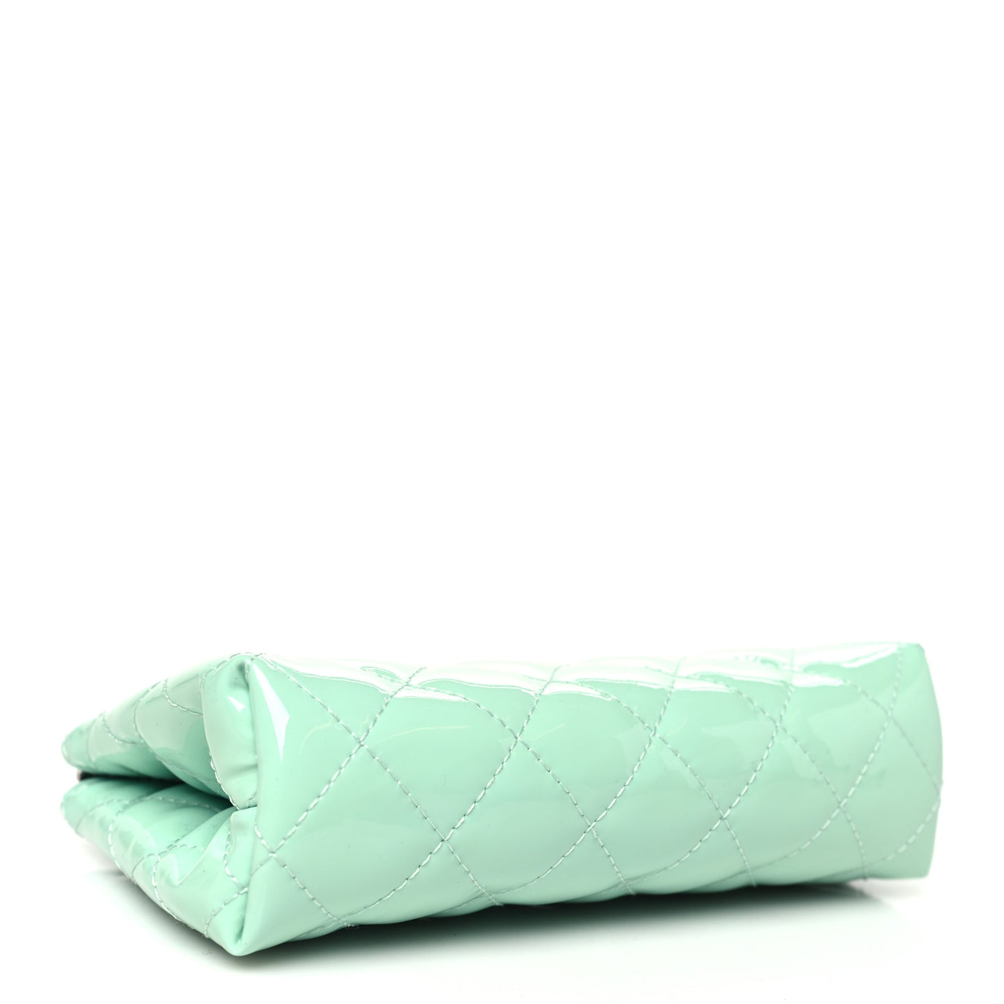 Patent Quilted Cosmetic Pouch Light Green