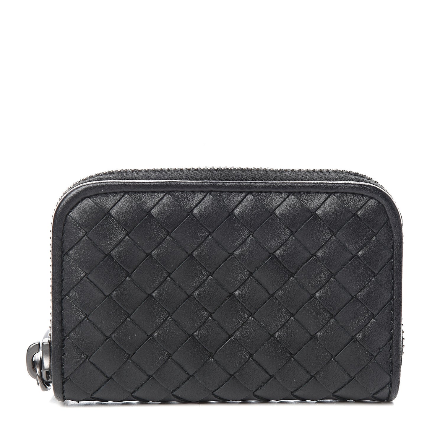 Nappa Intrecciato Zip Around Coin Purse Black