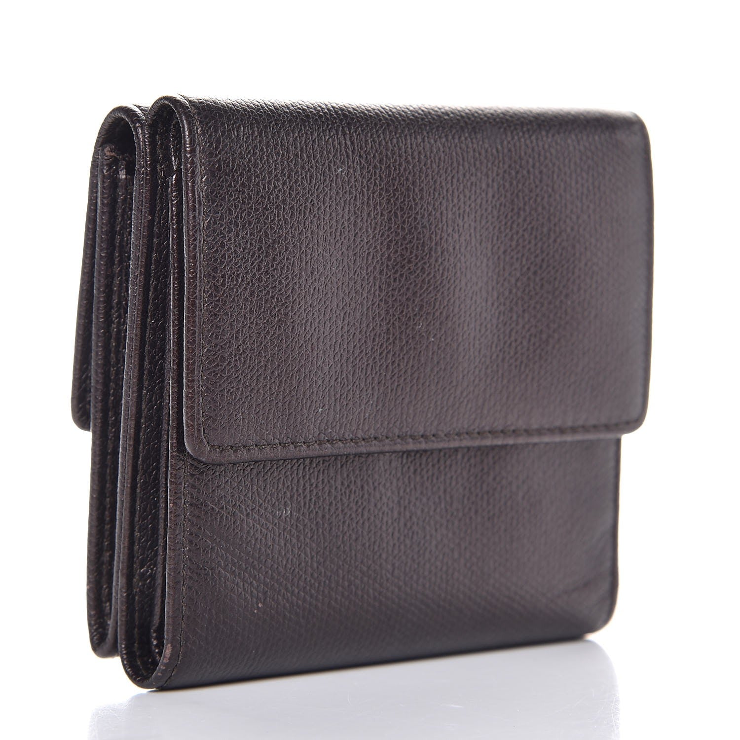 Chanel Grained Calfskin CC Button Compact Wallet Dark Brown 3 of 8