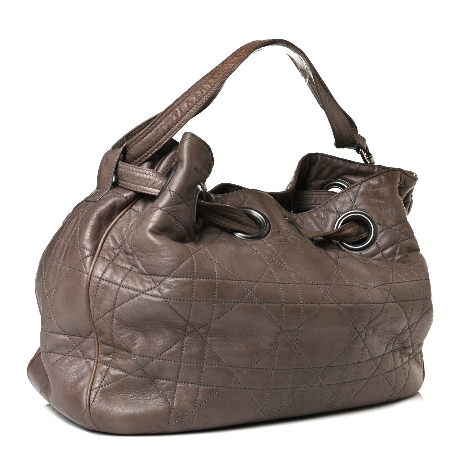 Christian Dior Lambskin Cannage Drawstring Bag Bronze 2 of 14