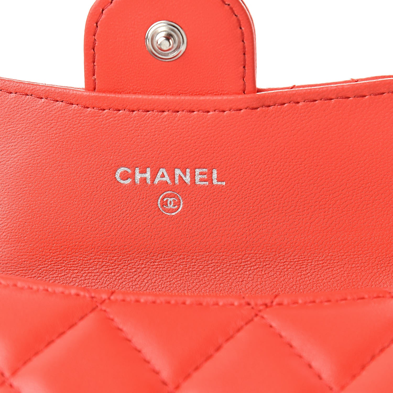 Chanel Lambskin Quilted Flap Card Holder Wallet Red 6 of 9
