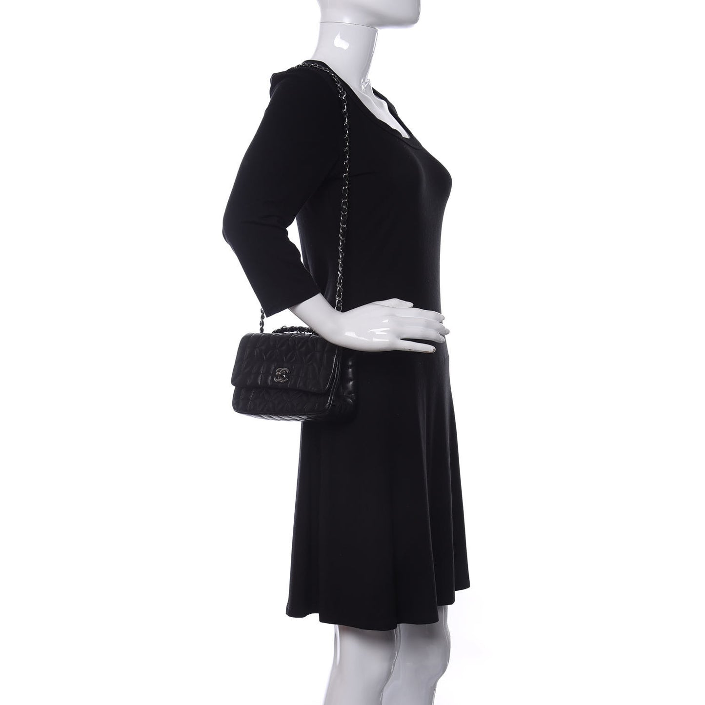 Lambskin Mini Lady Graphic Flap Black
