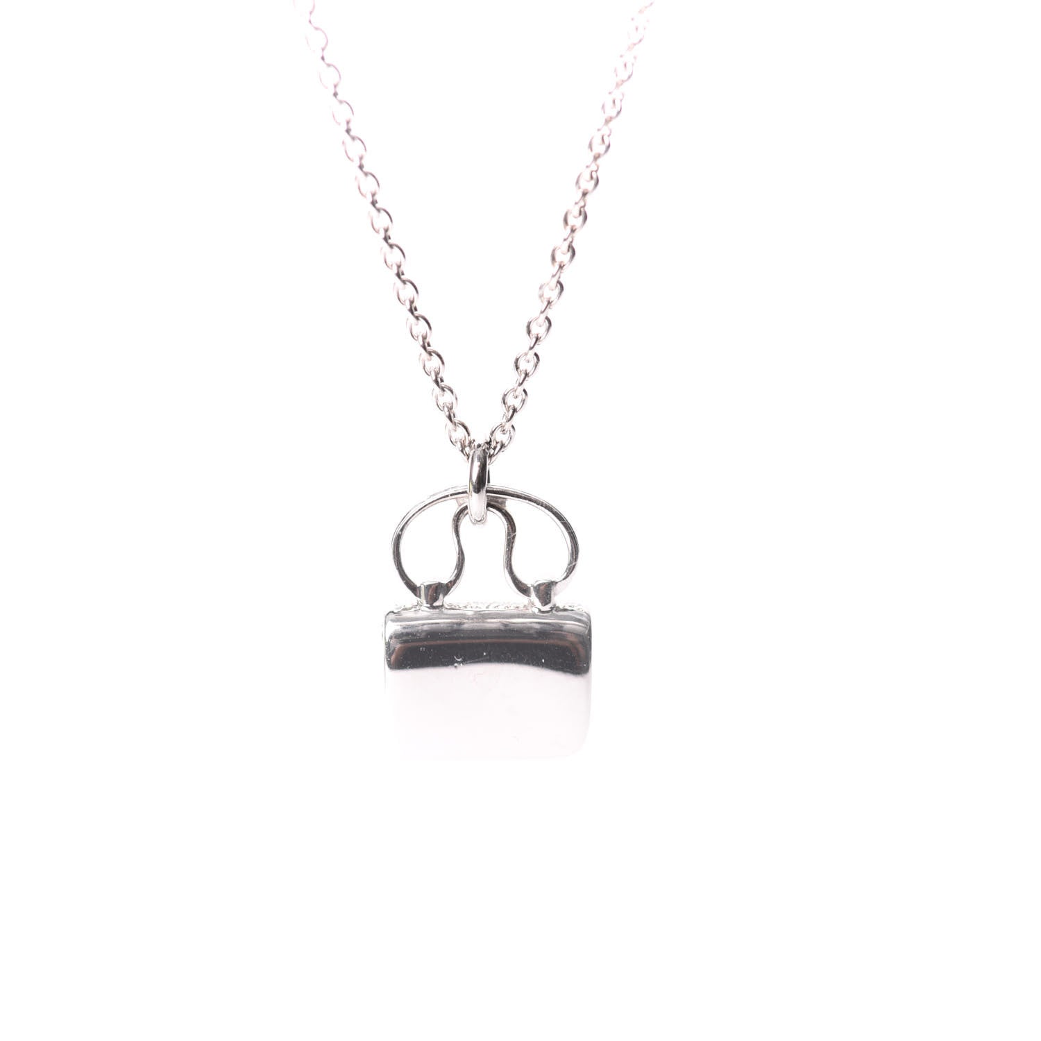 Hermes 18K White Gold Diamond Constance Amulette Pendant Necklace 6 of 7